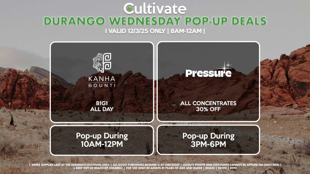 BOUNTI/KANHA (D) B1G1 ALL DAY Pop-up During 10AM-12PM PRESSURE (D) All Concentrates for 30% OFF Pop-up During 3PM-6PM
